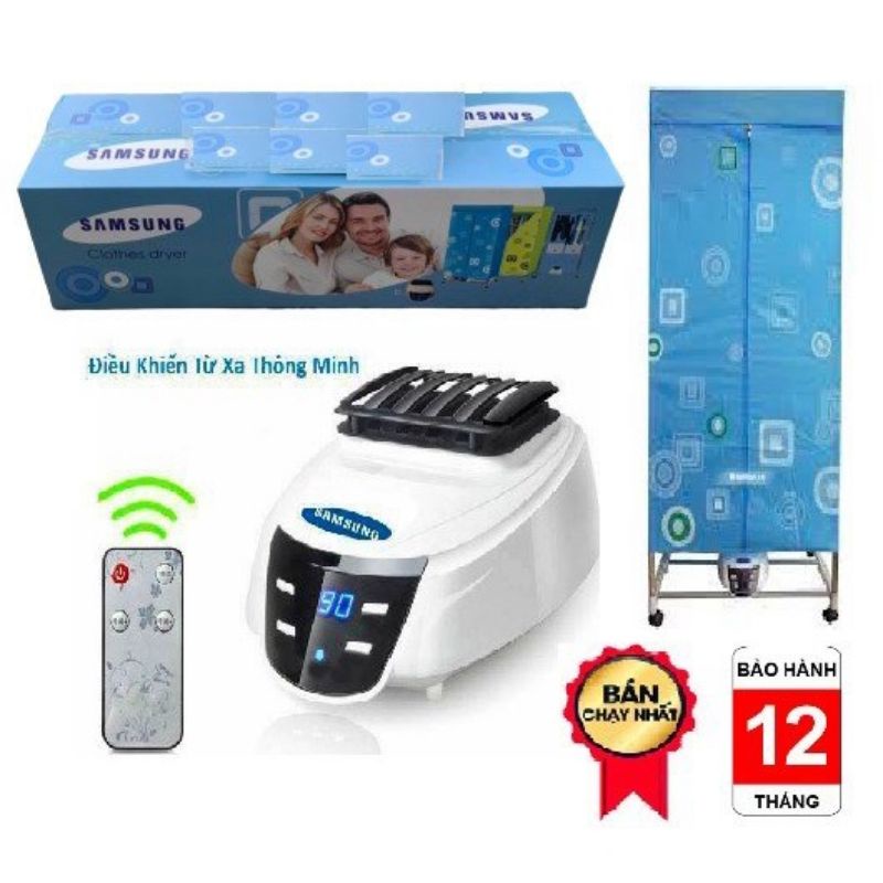 Tủ sấy quần áo samsung diệt khuẩn khung inox cao cấp 2 tầng có điều khiển từ xa - Image 6